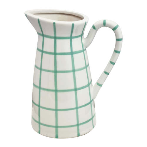 Fenton Check Pitcher Vase - Peppermint