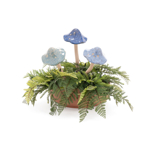 Large Blue Ceramic Mushroom